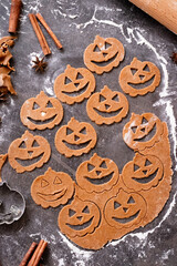 Process of homemade baking festive halloween cookies