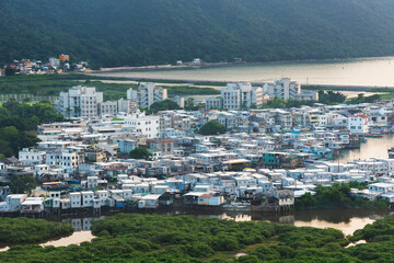 Fototapeta na wymiar Landscape of fishing village Tai O in Hong Kong