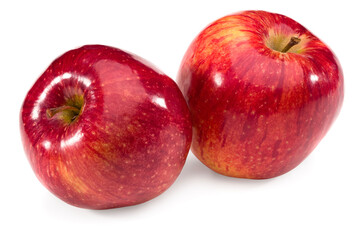 two red apples isolated on white background. clipping path.