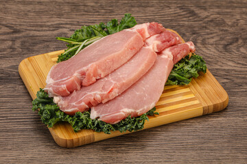 Raw pork steak for cooking