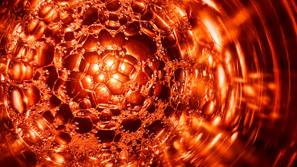 Abstract of orange soap bubbles
