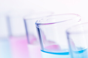 background of defocused test tubes close up