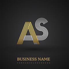 Letter AS logo design. Elegant gold and silver colored, symbol for your business name or company identity.