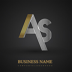 Letter AS logo design. Elegant gold and silver colored, symbol for your business name or company identity.