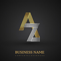 Letter AZ logo design. Elegant gold and silver colored, symbol for your business name or company identity.