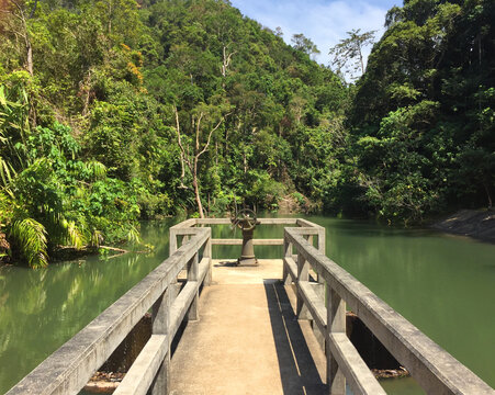 A scenic View of hiking path to Khlong Chak Waterfall on Koh Lanta Island,Thailand
