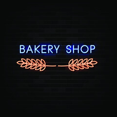 bakery shop neon sign  neon template