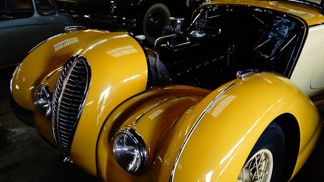 Talbot Lago Special, Vintage French Cabriolet In A Garage