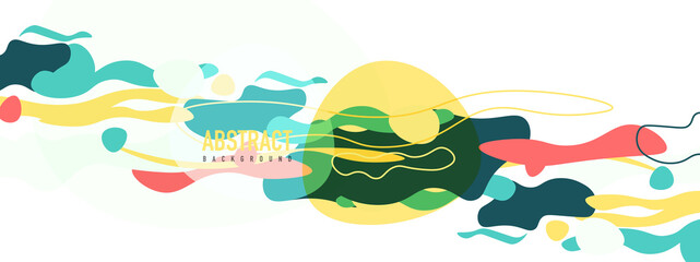 Trendy liquid style shapes abstract design, dynamic vector background for placards, brochures, posters, web landing pages, covers or banners