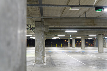 Empty parking house with soft focus. Empty parking garage blurred. parking house in shopping center...