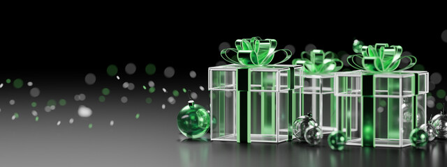 View of a Christmas background with christmas gift and decoration - 3d rendering