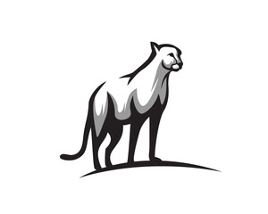 stand silhouette cat, tiger, lion, jaguar, cheetah, panther logo design illustration
