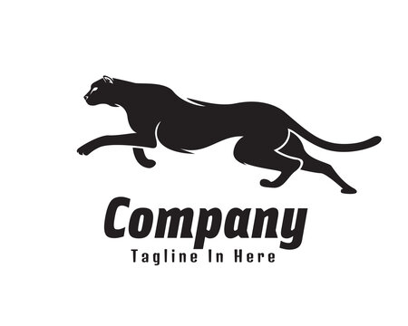 running black cat, tiger, lion, jaguar, cheetah, panther logo design illustration