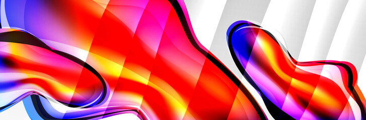 Vector abstract background, flowing liquid style bubble with metallic, color quicksilver chrome texture and color glow effects