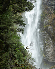 Fototapeta na wymiar Devils Punchbowl waterfall in Arthur’s Pass, South Island, New Zealand