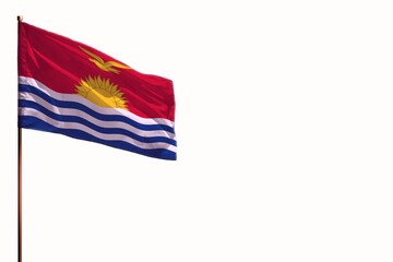 Fluttering Kiribati isolated flag on white background, mockup with the space for your content.