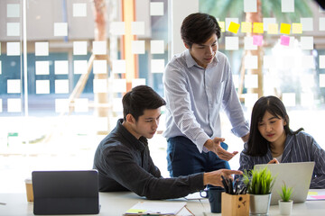 Start-up Asia business team in meeting and helped analyze the marketing problems of the company or beginning new project. Start up concept