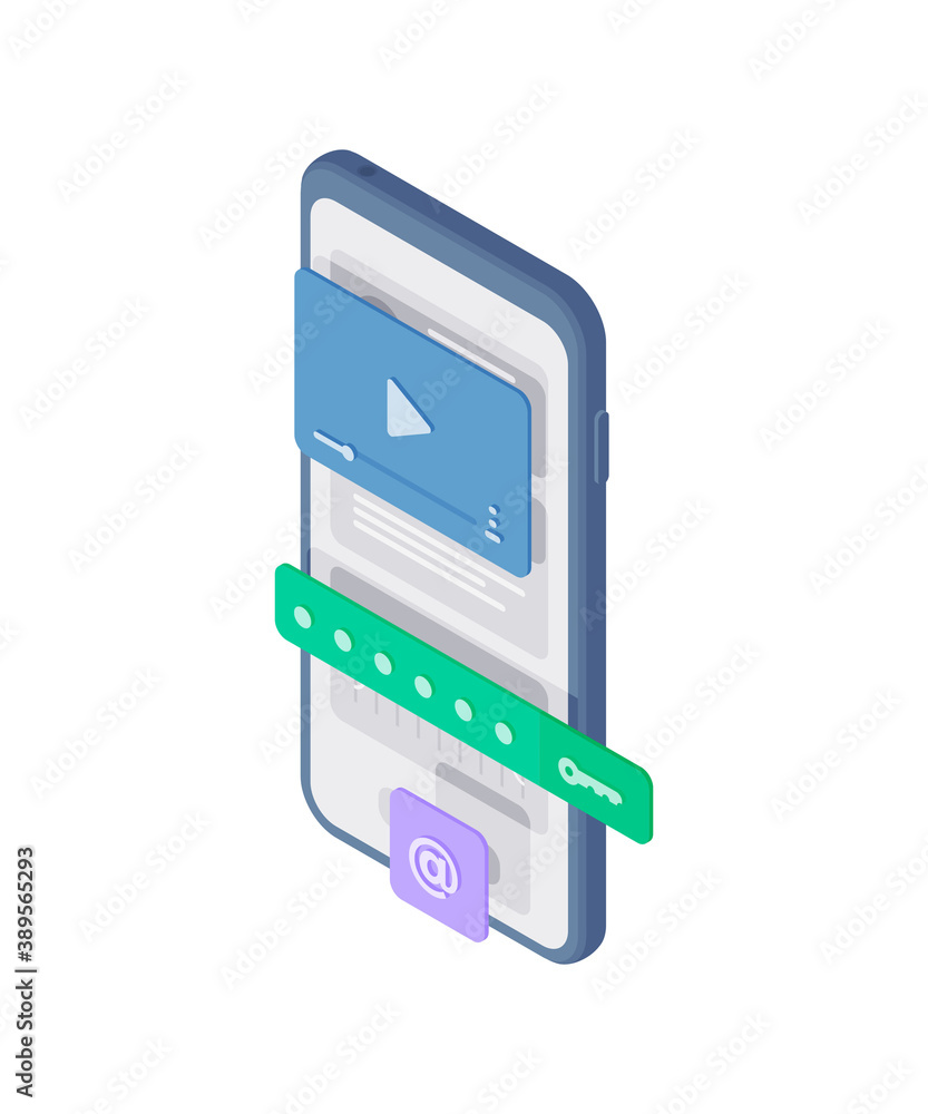 Poster modern smartphone with two step authentication on screen