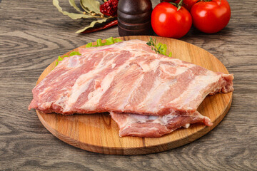 Raw pork ribs for cooking
