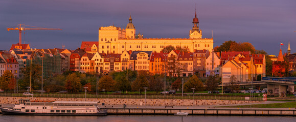Fototapeta na wymiar Panorama of the historic part of Szczecin in Poland