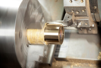 CNC Lathe Processing. Metalworking industry.