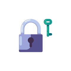 Lock and key flat icon, vector sign, security lock colorful pictogram isolated on white. Symbol, logo illustration. Flat style design
