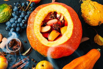 Mulled wine in pumpkin