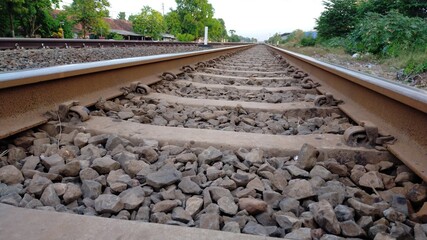 railroad tracks in the countryside