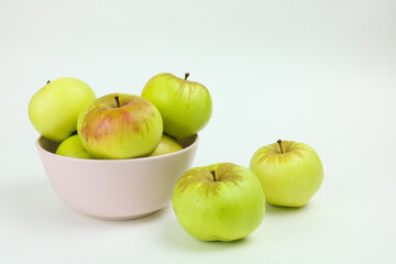 sweet green apples on the table