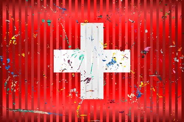 Switzerland flag with color stains - Illustration, 
Three dimensional flag of Switzerland