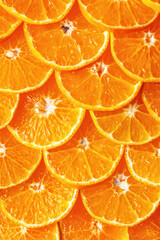 Citrus background. Lemon, orange lime, grapefruit mandarin. Harvest concept. Top view. Tangerine segments, orange background texture