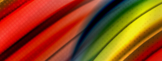 Abstract Background. Smooth flowing lines, blurred waves, rainbow color style stripes. Vector illustrations for covers, banners, flyers and posters and other