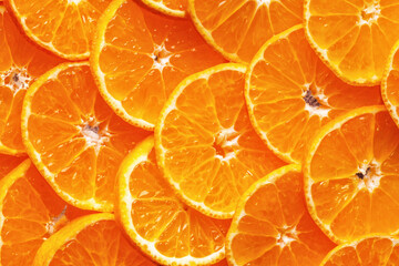 Citrus background. Lemon, orange lime, grapefruit mandarin. Harvest concept. Top view. Tangerine segments, orange background texture
