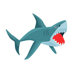 Shark cartoon vector icon.Cartoon vector illustration fish of sea. Isolated illustration of shark icon on white background.