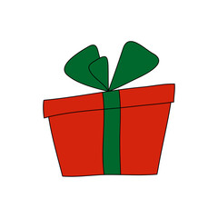 Cute  of gift boxe for a holiday (birthday, new year, valentine's day and chrismas). Vector illustration on white background in doodle style