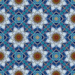 Lovely seamless pattern with diagonal ornament of squares with stylized lotus flowers. Print for fabric, textile, wrapping paper, wallpaper.