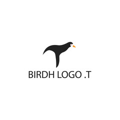 bird logo illustration letter t creative design template vector