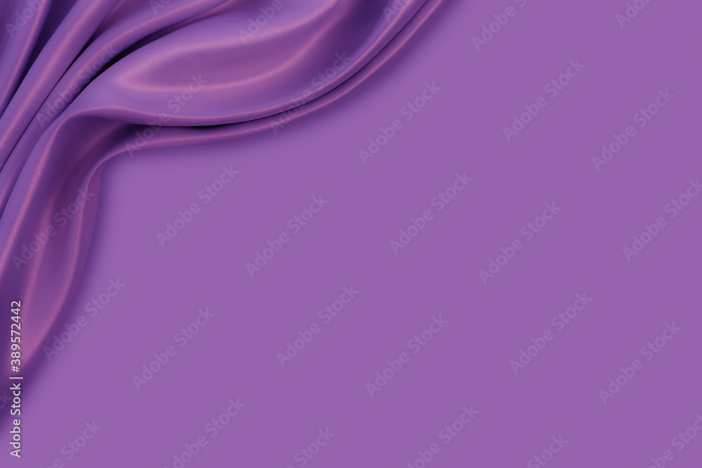 Wall mural beautiful elegant wavy violet purple satin silk luxury cloth fabric texture with violet monochrome b