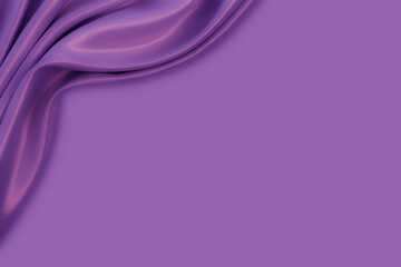 Beautiful elegant wavy violet purple satin silk luxury cloth fabric texture with violet monochrome...