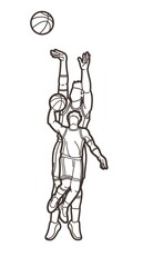 Basketball players action cartoon graphic vector