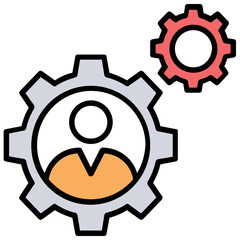 
Male avatar with gears symbolic of project manager
