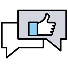 
Speech bubbles with thumbs up gesture symbolising positive interaction 
