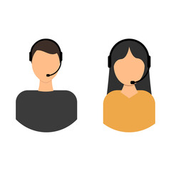 Call centre manager isolated on white background. Vector illustration.