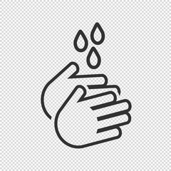 Washing Hands Icon - Black Vector Illustration - Isolated On Transparent Background