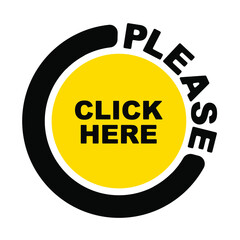 click here sign on white background	