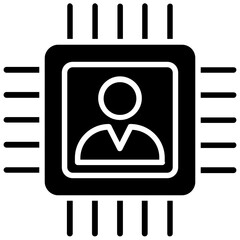 
A person avatar on processor chip, processor flat icon design 
