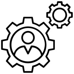 
Male avatar with gears symbolic of project manager
