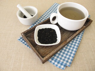 A cup of black cumin tea