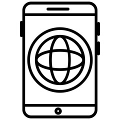 
A globe grid on smartphone screen, mobile internet flat icon 
