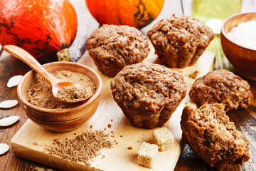  Pumpkin muffins on the table